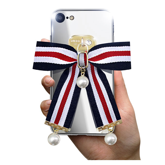 【iPhoneSE(第3/2世代)/8/7 ケース】Mirror Ribbon Case (ネイビー/ホワイト/レッド) goods_nameサブ画像