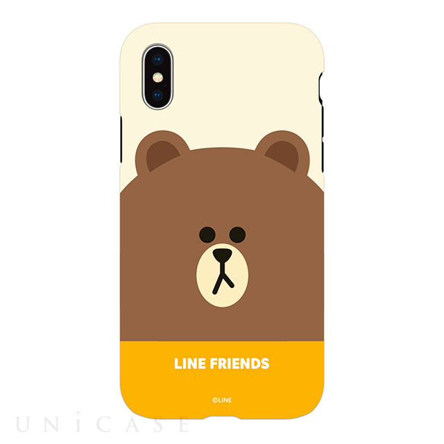 【iPhoneXS/X ケース】LINE FRIENDSケース フェイス (ブラウン)