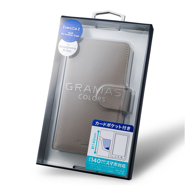 【マルチ スマホケース】”EveryCa2” Multi PU Leather Case for Smartphone M (Gray)サブ画像