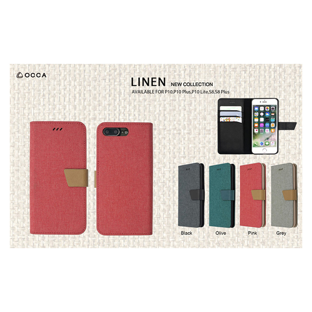 【iPhone8 Plus/7 Plus ケース】Linen flip case (Pink)サブ画像