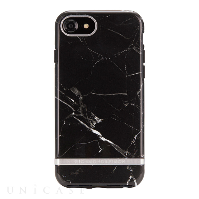 【iPhone8/7/6s/6 ケース】BLACK MARBLE - SILVER