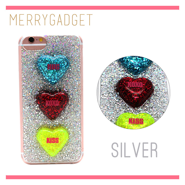 【iPhone8/7/6s/6 ケース】GLITTER 3HEART CASE (Silver)サブ画像
