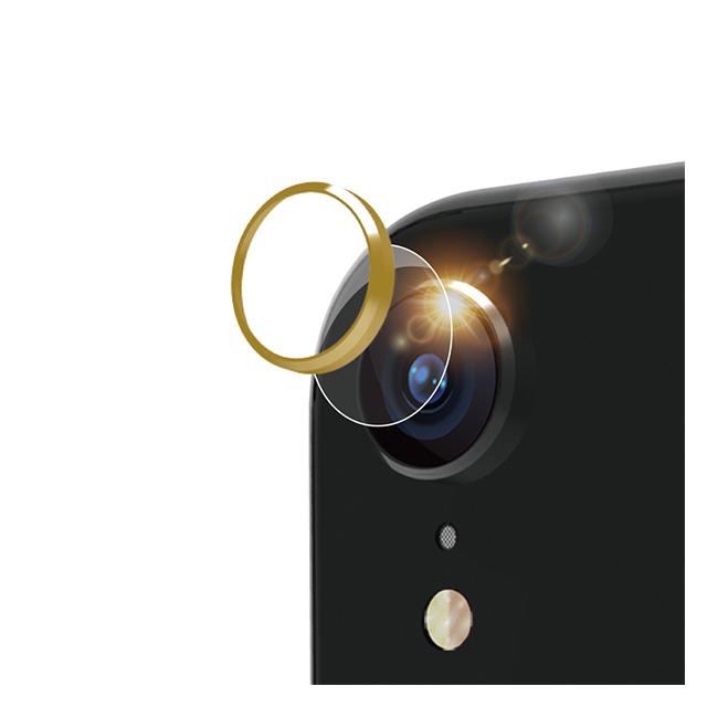 【iPhoneXR フィルム】[Lens Bumper Plus]カメラレンズ保護アルミフレーム＆ガラスコーティングフィルムセット (ゴールド)サブ画像