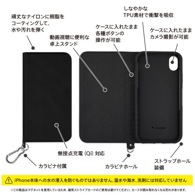 Iphonexr ケース Flipnote Wild 撥水 耐衝撃フリップノートケース ブルー Simplism Iphoneケースは Unicase