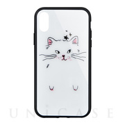 【iPhoneXR ケース】[GLASSICA]背面ガラスケース (白猫)