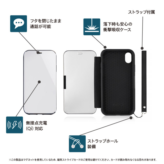 【iPhoneXR ケース】[FlipShell] 衝撃吸収クリアミラーフリップシェルケース (レッド)goods_nameサブ画像