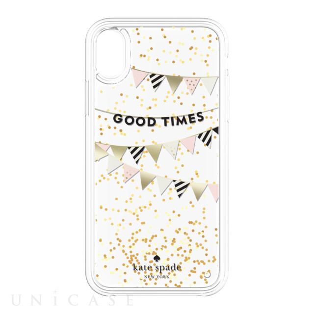 【iPhoneXR ケース】Liquid Glitter -GOOD TIMES gold foil/cream/black/gold glitter/clear