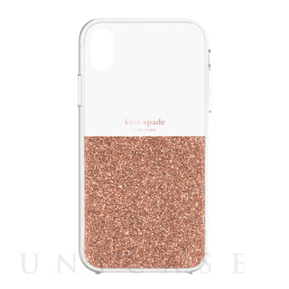 【iPhoneXR ケース】HALF CLEAR CRYSTAL -ROSE GOLD/rose gold foil/clear