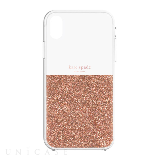 【iPhoneXR ケース】HALF CLEAR CRYSTAL -ROSE GOLD/rose gold foil/clear