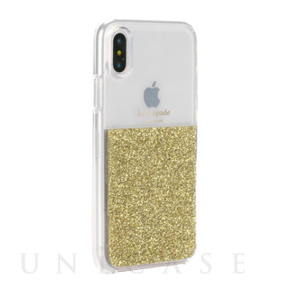 【iPhoneXS/X ケース】HALF CLEAR CRYSTAL -GOLD/gold foil/clear