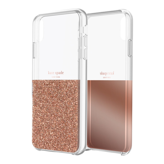 【iPhoneXS Max ケース】HALF CLEAR CRYSTAL -ROSE GOLD/rose gold foil/clear