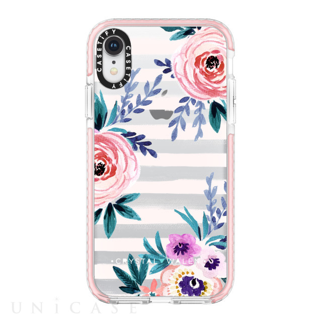 iPhoneXR ケース】Impact Case (Floral Pink Stripe)/Pink Bumper 
