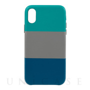 【iPhoneXR ケース】Stripes Nappa 2 (green/grey/blue)
