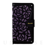 【iPhoneXR ケース】手帳型ケース La Roseraie (Black×Purple)