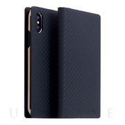 【iPhoneXS Max ケース】Carbon Leather Case (ネイビー)