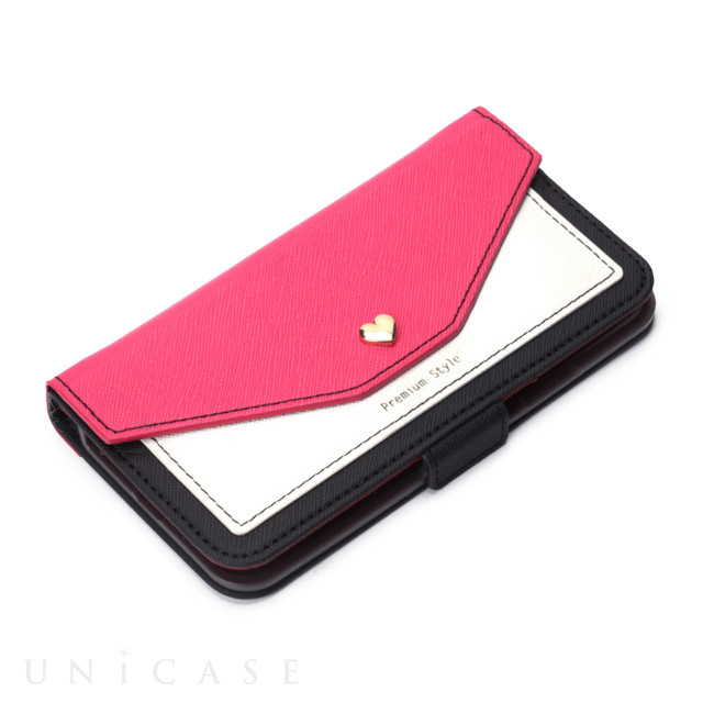 【iPhoneXS/X ケース】フリップカバー スクエア型ポケット  (ピンク)