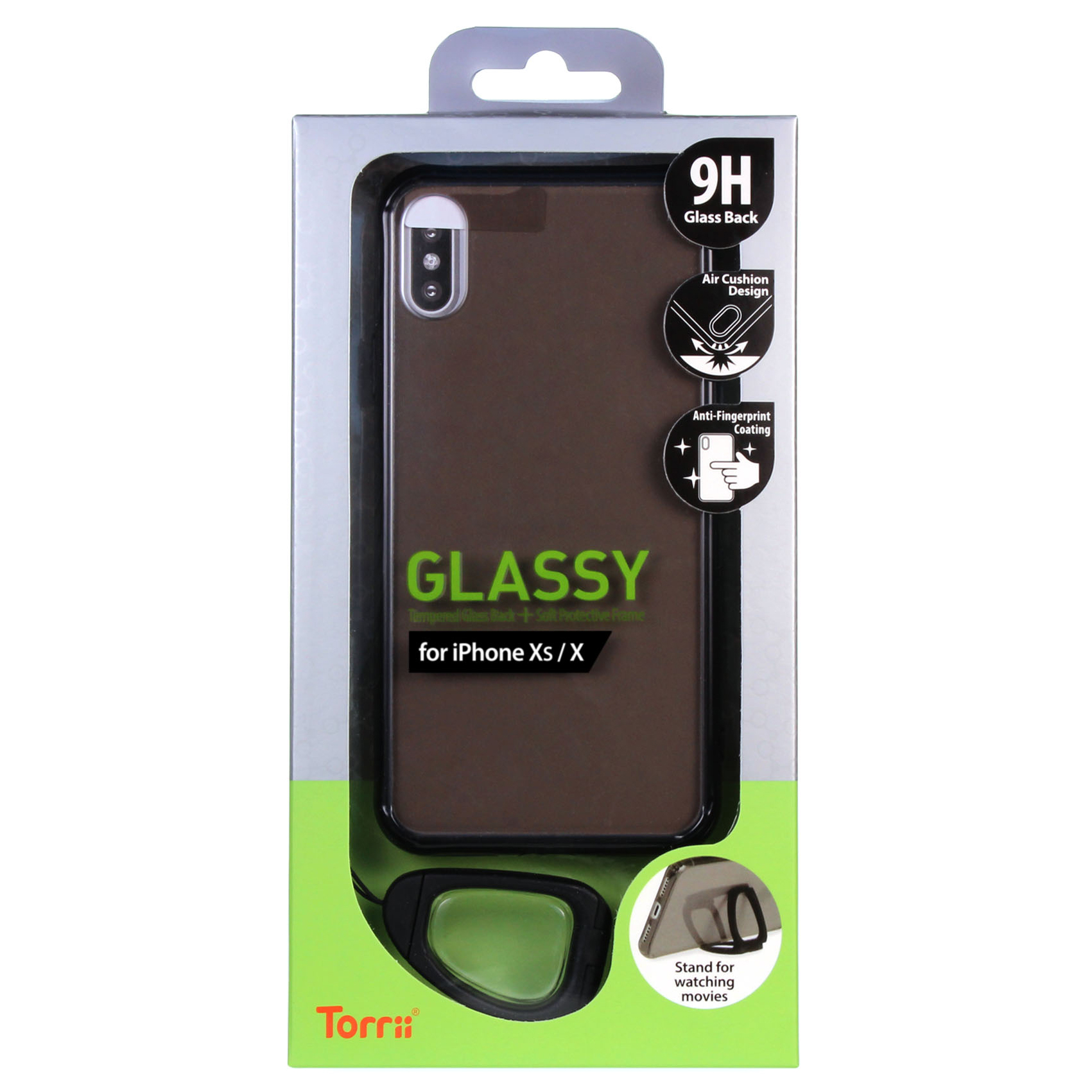 【iPhoneXS/X ケース】Torrii 衝撃吸収TPUフレーム + 背面強化Glass クリアケース  (リングスタンドストラップ付き) Smokegoods_nameサブ画像