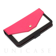 【iPhoneXS Max ケース】ダブルフリップカバー スクエア型ポケット (ピンク)