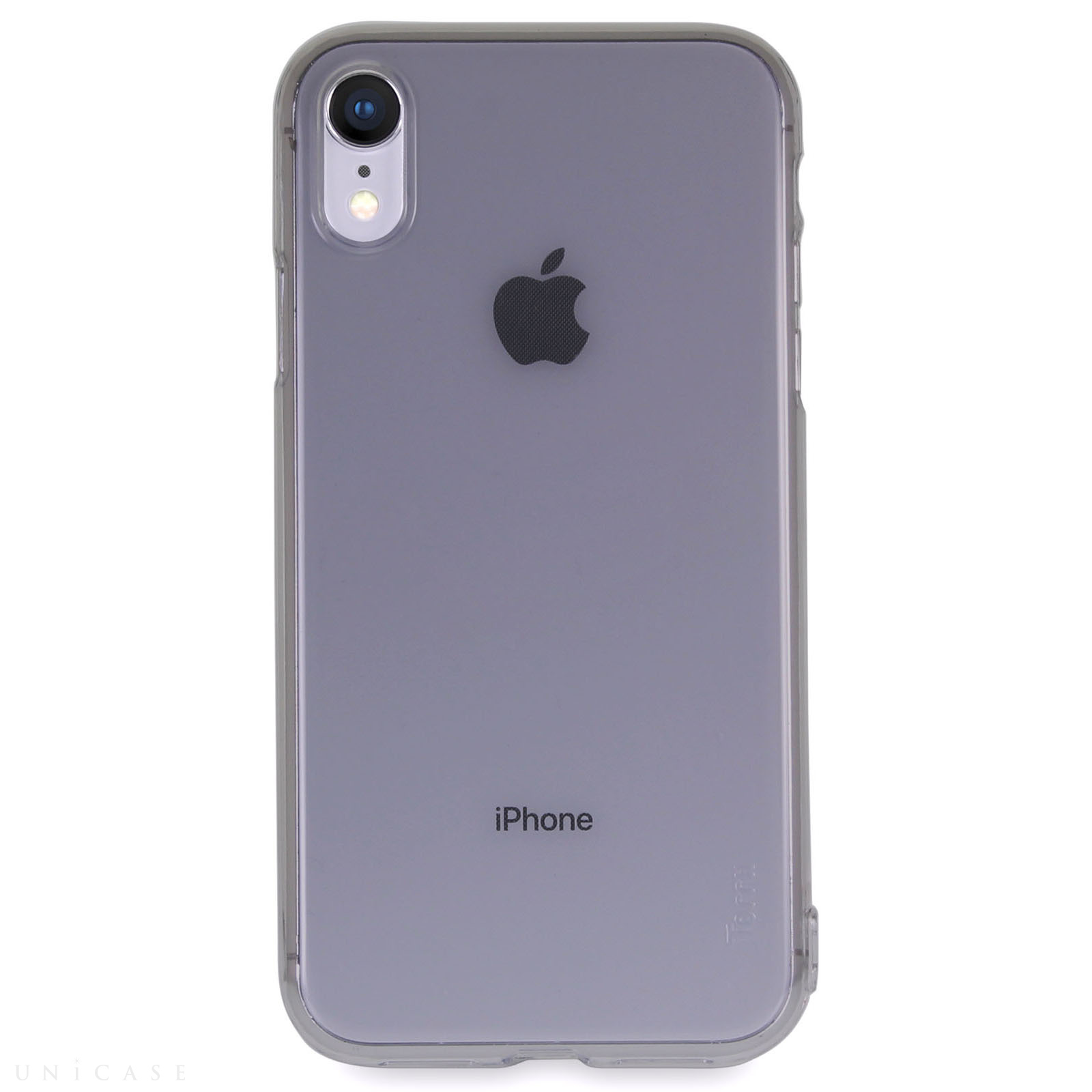 【iPhoneXR ケース】Torrii 指紋付着防止塗装 ハードクリアケース  (リングスタンドストラップ付き) Black