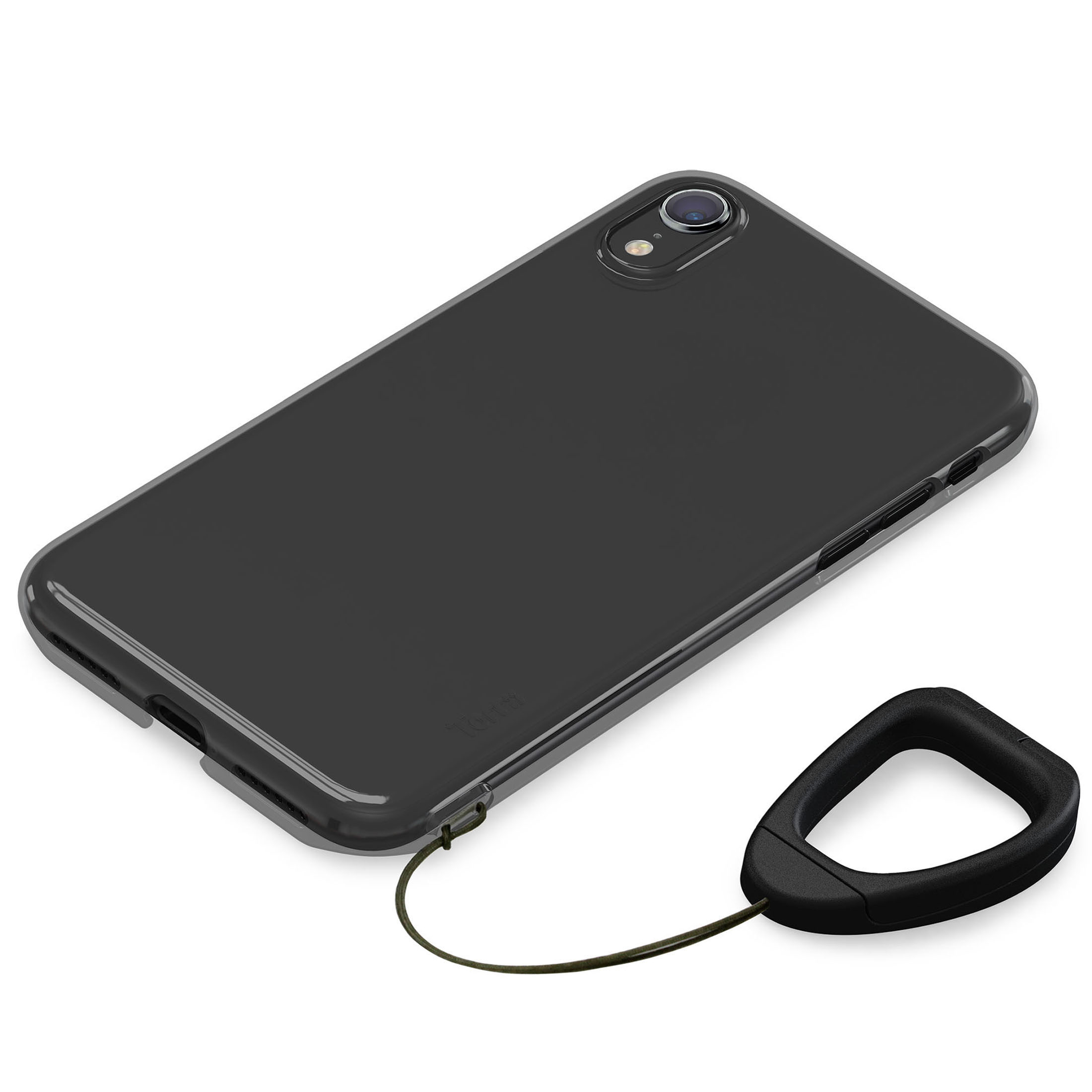 【iPhoneXR ケース】Torrii 指紋付着防止塗装 ハードクリアケース  (リングスタンドストラップ付き) Blackサブ画像