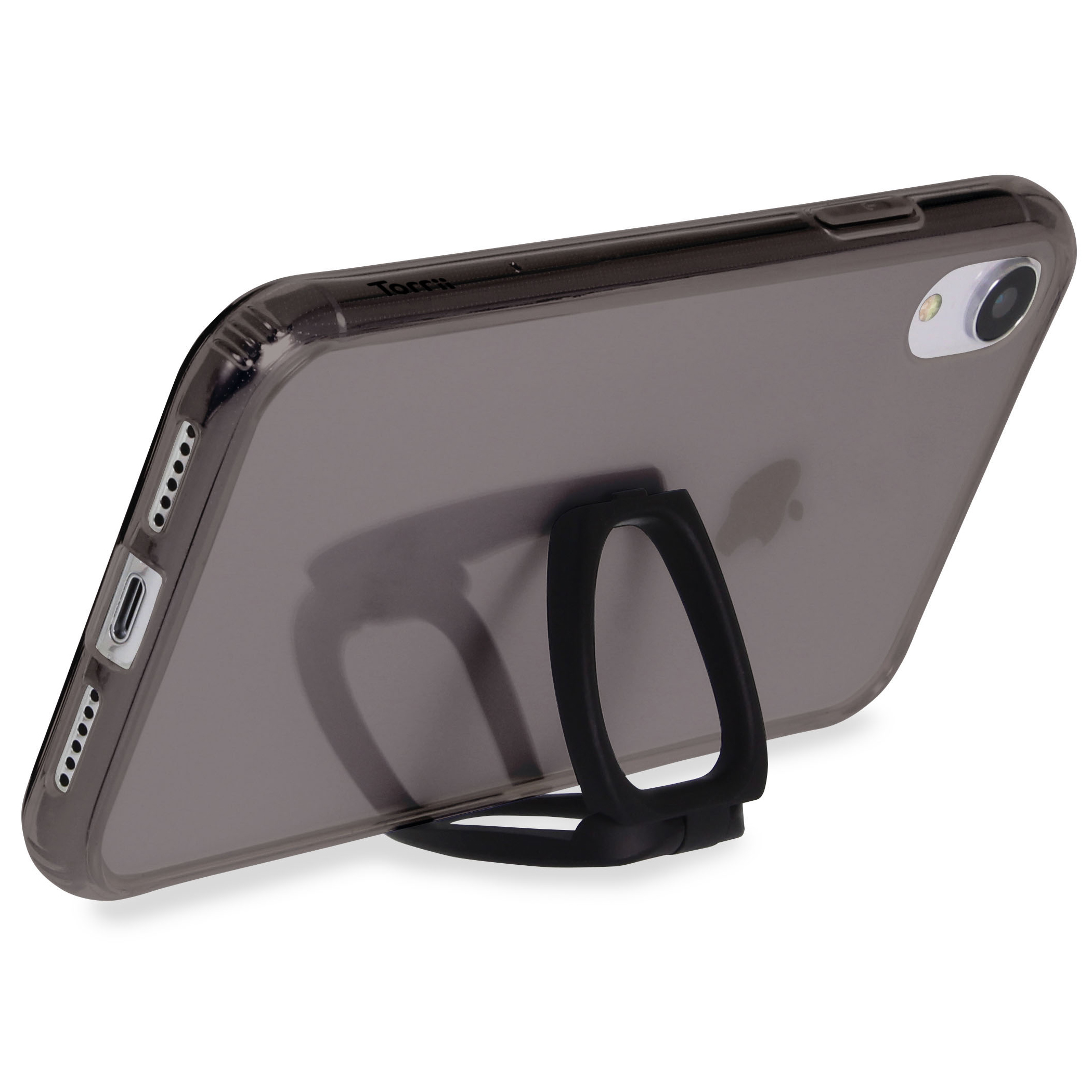 【iPhoneXR ケース】Torrii 衝撃吸収TPUフレーム + 背面強化Glass クリアケース  (リングスタンドストラップ付き) Smokeサブ画像