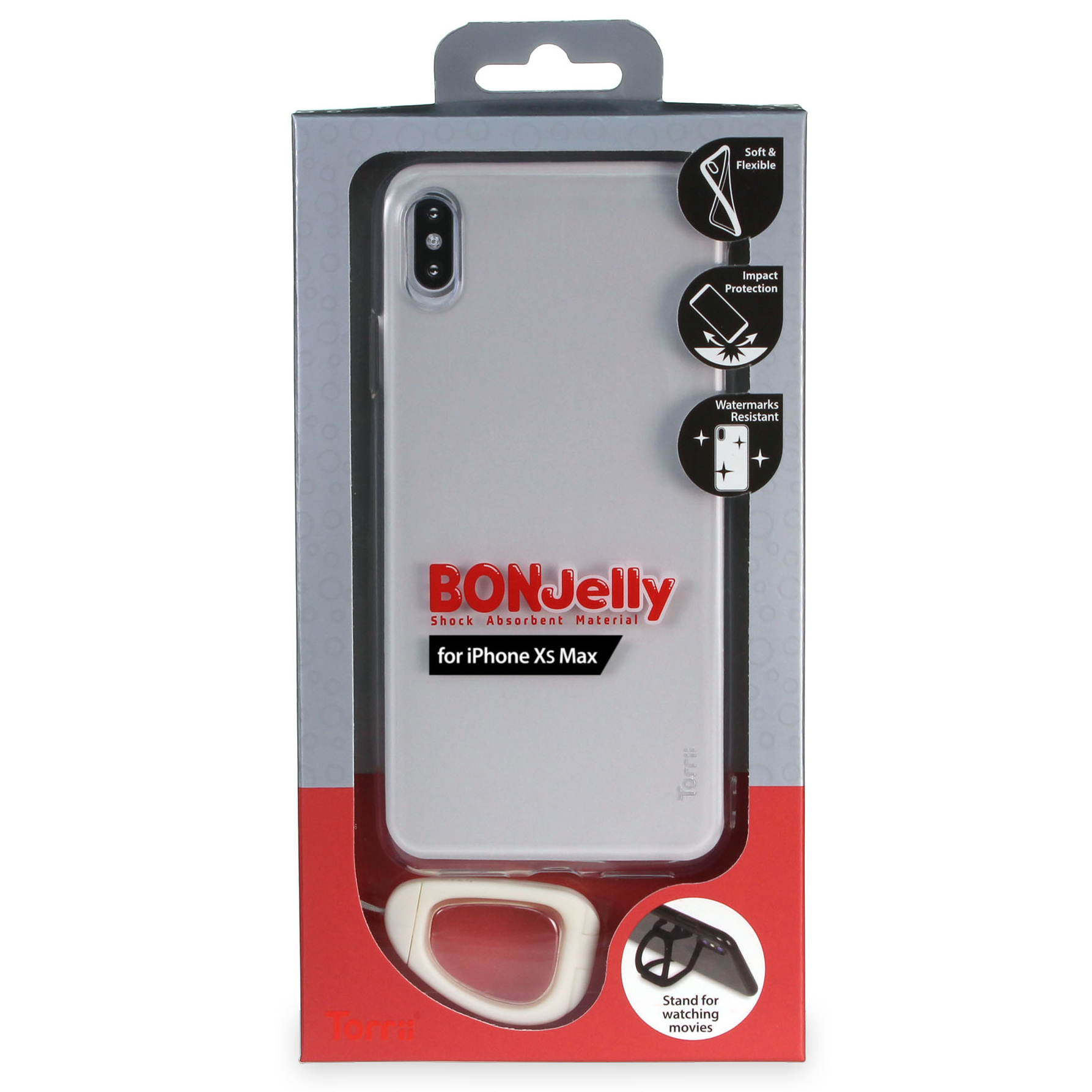 【iPhoneXS Max ケース】BONJelly 衝撃吸収ソフトクリアケース (リングスタンドストラップ付き) Clearサブ画像