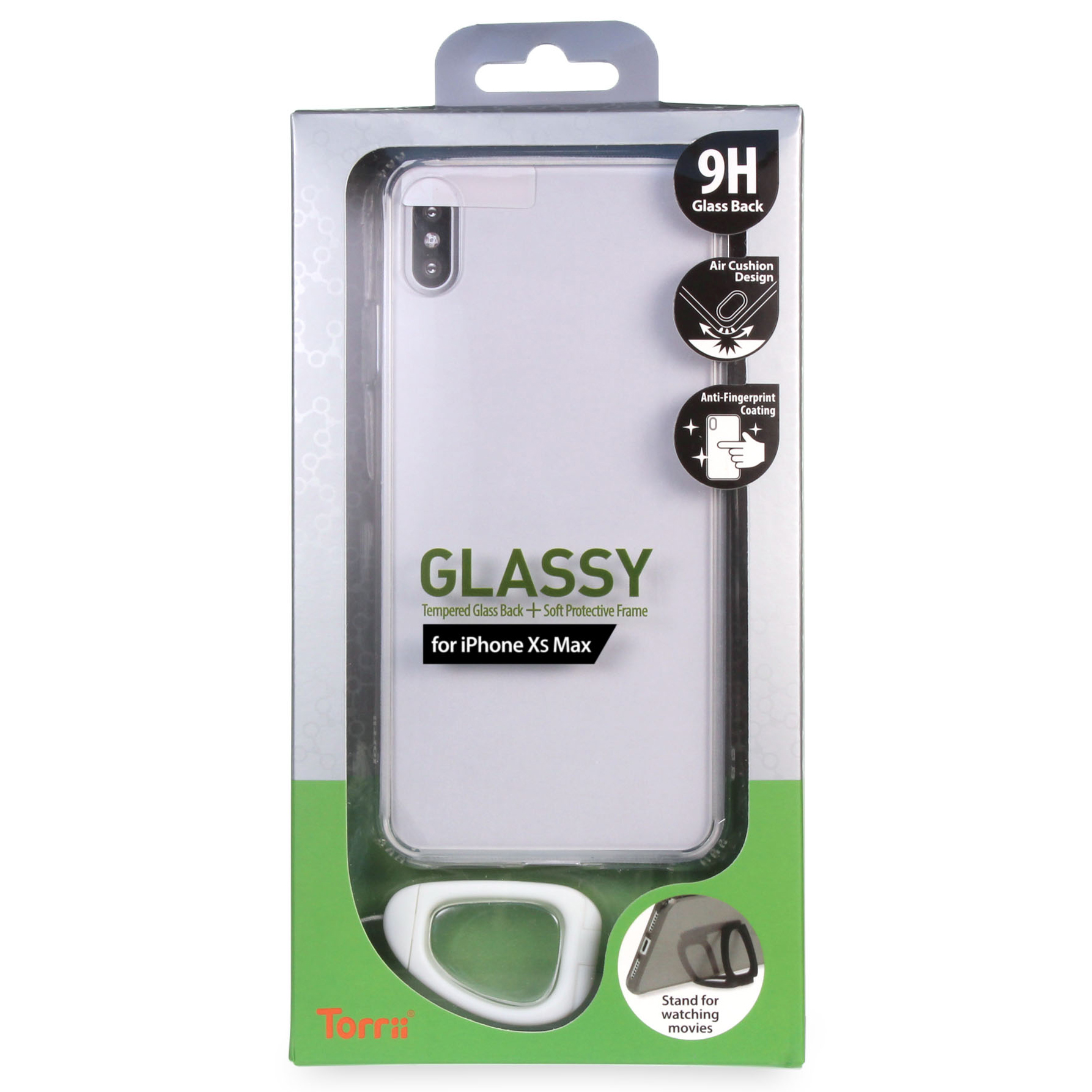 【iPhoneXS Max ケース】Torrii 衝撃吸収TPUフレーム + 背面強化Glass クリアケース  (リングスタンドストラップ付き) Clearサブ画像