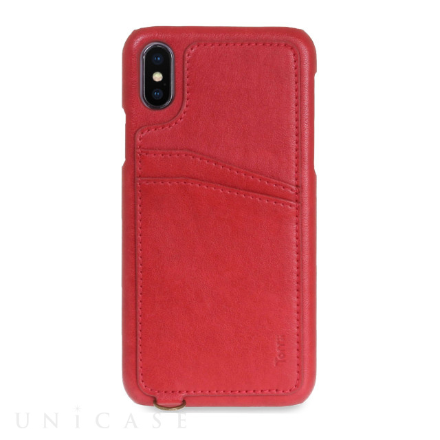 【iPhoneXS/X ケース】KOALA カードポケット付きiPhoneケース（ストラップ付き）Red