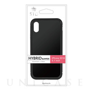 【iPhoneXR ケース】ハイブリッド+ガラス付背面ケース　(ブラック)