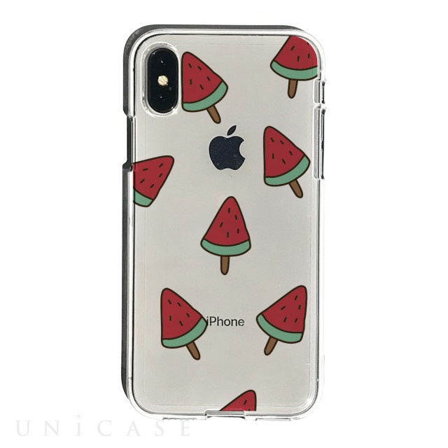 【iPhoneXS/X ケース】ソフトクリアケース (スイカアイス)