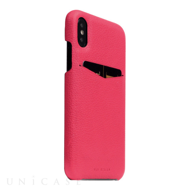 【iPhoneXS/X ケース】Full Grain Leather Back Case (Pink Rose)