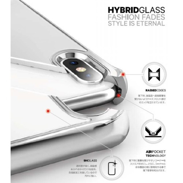 【iPhoneXS/X ケース】液晶保護ガラス付き! 耐衝撃ケース HYBRID GLASSシリーズ (ホワイト)サブ画像