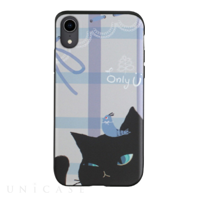 【iPhoneXR ケース】Card slide Cat Couple (ブラック)