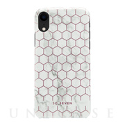 【iPhoneXR ケース】FASHION MILAN HEXAGONAL MARBLE (ホワイト/ローズゴールド)