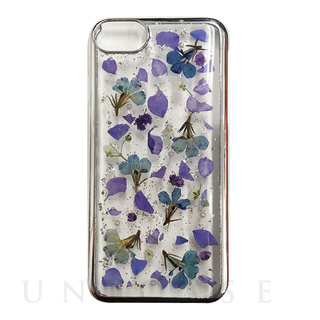【iPhone8/7/6s/6 ケース】Pressed flower case (Purple flower_Silver)