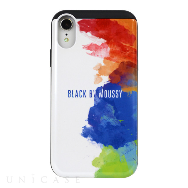 【iPhoneXR ケース】BLACK BY MOUSSY 背面ケース カード収納型 (スプレーホワイト)