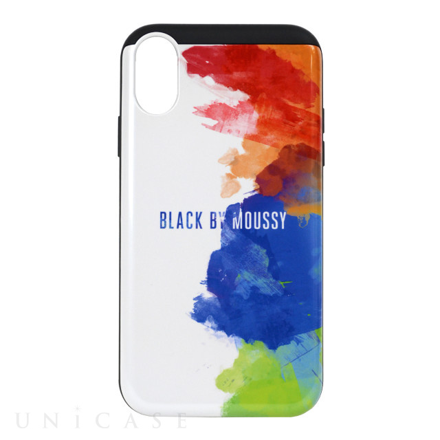 【iPhoneXS Max ケース】BLACK BY MOUSSY 背面ケース カード収納型 (スプレーホワイト)