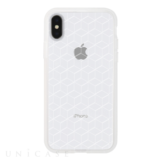 【アウトレット】【iPhoneXS/X ケース】MONOCHROME CASE for iPhoneXS/X (Hexagon Line White)