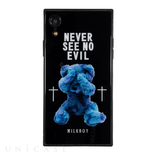 【iPhoneXR ケース】MILKBOY スクエア型 ガラスケース (SEE NO EVILBEARS BK)