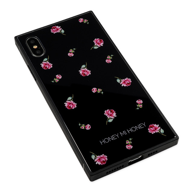 【iPhoneXS Max ケース】HONEY MI HONEY スクエア型 ガラスケース (PINK ROSE BLACK)サブ画像