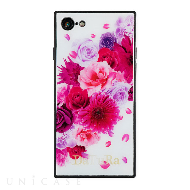 【iPhone8/7 ケース】DaTuRa スクエア型 ガラスケース (CLASSIC FLOWER WHITE)
