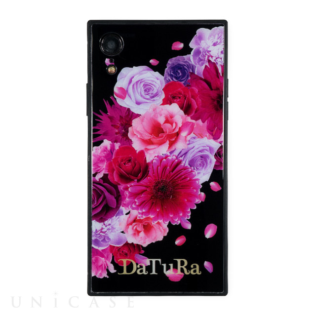 【iPhoneXR ケース】DaTuRa スクエア型 ガラスケース (CLASSIC FLOWER BLACK)