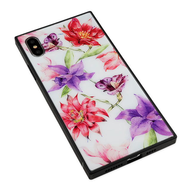【iPhoneXS Max ケース】DaTuRa スクエア型 ガラスケース (RESORT FLOWER WHITE)サブ画像