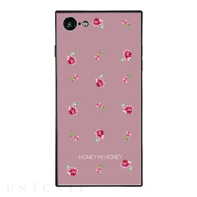 【iPhone8/7 ケース】HONEY MI HONEY スクエア型 ガラスケース (PINK ROSE PINK)