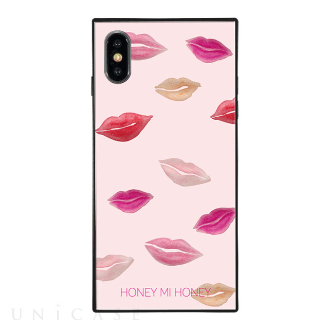 【iPhoneXS/X ケース】HONEY MI HONEY スクエア型 ガラスケース (PINK KISS)