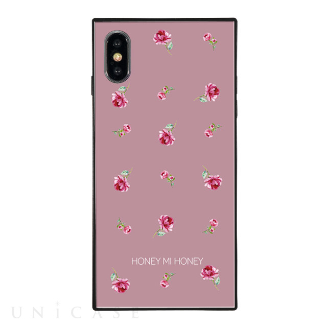 【iPhoneXS Max ケース】HONEY MI HONEY スクエア型 ガラスケース (PINK ROSE PINK)