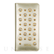 【iPhone8/7/6s/6 ケース】PEARL STUDS 手帳ケース (GOLD)