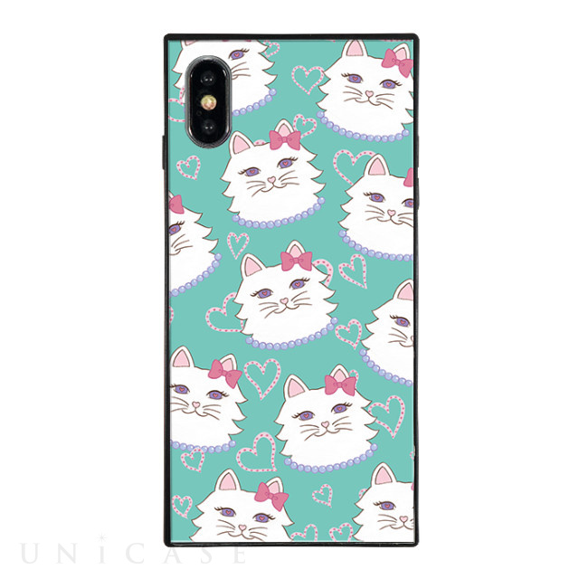 【iPhoneXS Max ケース】竹井千佳 スクエア型 ガラスケース (whitekitty)