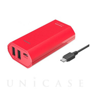 モバイルバッテリー 5200 USB-A 2ポート 2.4A (Red)