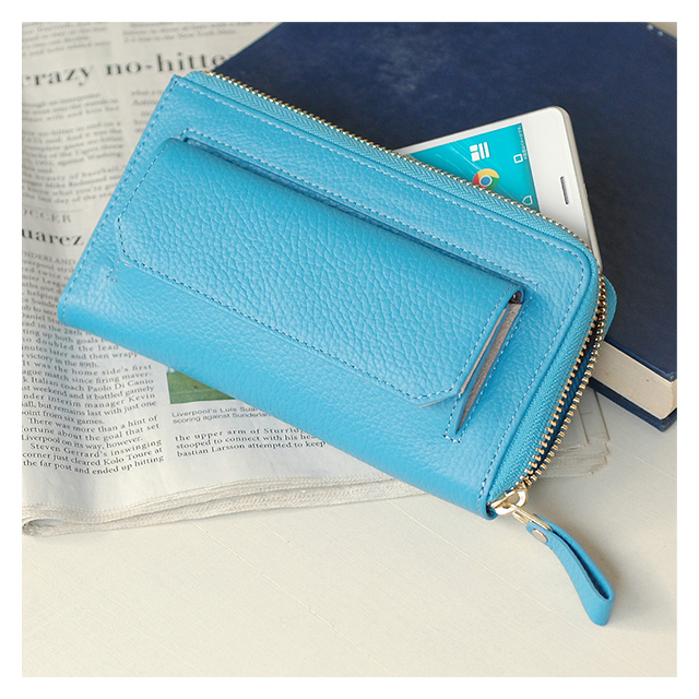 スマホが入る長財布 １万円札ジャストサイズ ブルー Plog Iphoneケースは Unicase